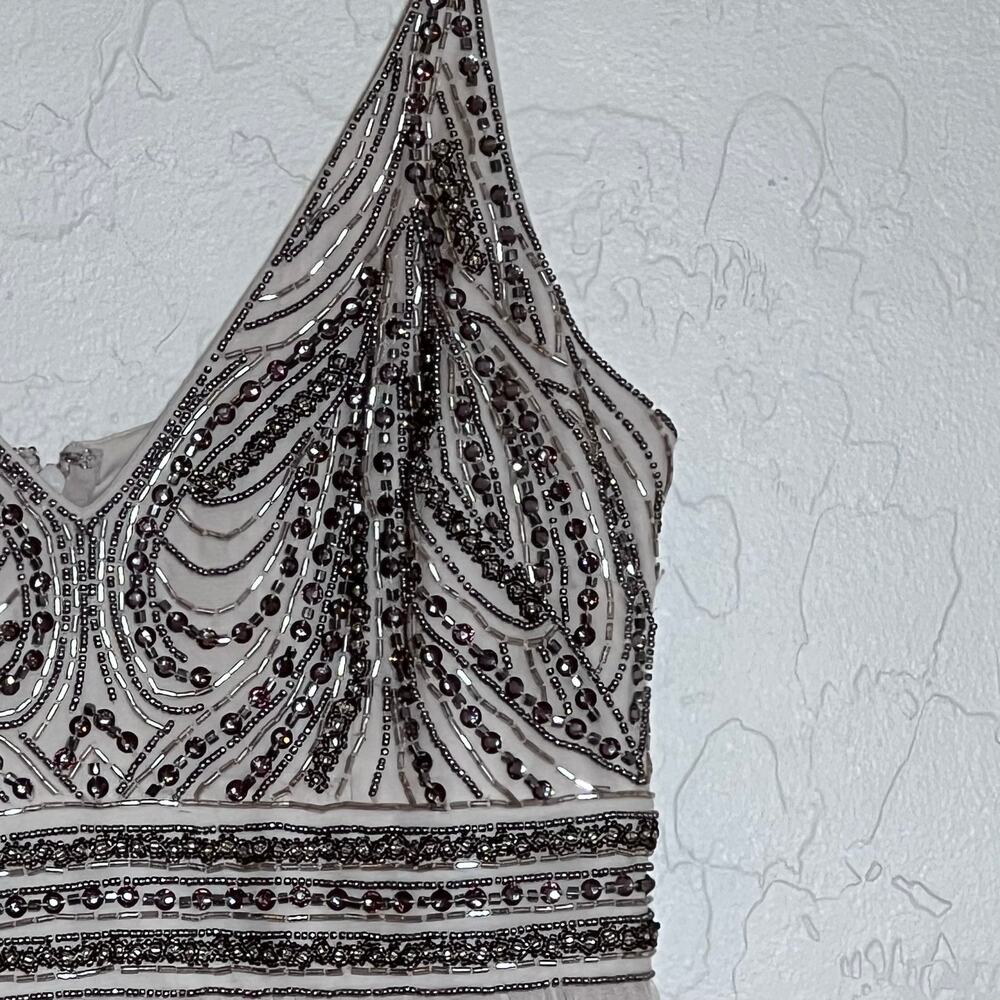 BHLDN Anthropologie Vilette Maxi Dress Beaded Bodice Strappy Blush Womens Size 4 - Picture 7 of 15